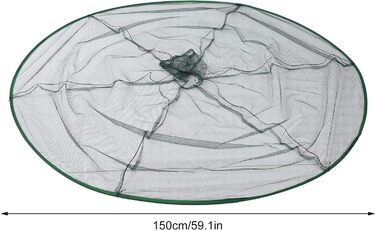 Рибальська сітка Bnineteenteam, складна рибальська сітка, 150 см, високоміцна нейлонова тканина, плаваюча клітка для креветок, інструмент для риболовлі, рибальська сітка, рибальське приладдя
