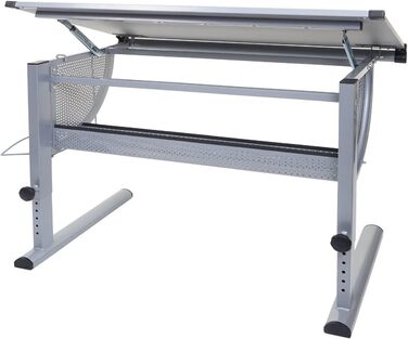 Стіл Mendler дитячий/молодіжний шкільний шкільний стіл офісний стіл Оксфорд, регульований по висоті, з можливістю нахилу - сірий