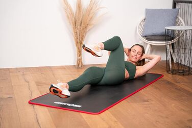 Надзвичайно товстий нековзний килимок для фітнесу з ремінцем для перенесення та електронною книгою килимок для йоги, гімнастики, спортивний килимок та килимок для пілатесу тренувальний килимок для дому, студії та використання на вулиці (чорно-червоний 80 