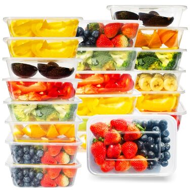 Набір із 50 предметів контейнерів для зберігання харчових продуктів об&39ємом 500 мл з кришками, світлонепроникні пластикові контейнери з кришками без бісфенолу А, пластикові коробки для зберігання овочів та фруктів, 50 предметів - 500 мл