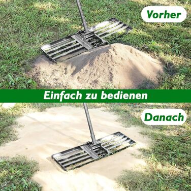 Гребінь для вирівнювання газону, 76x25 см, з регульованою ручкою 185 см. Ідеально підходить для саду, подвір'я та гольф-поля Легко вирівнює поверхні з ґрунту, піску та глини.