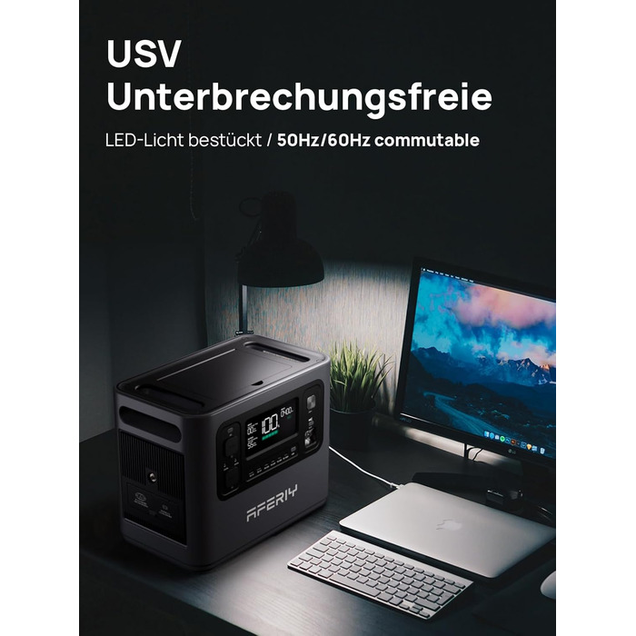 Портативна електростанція AFERIY 960 Втгод, акумулятор LiFePO4 1200 Вт (пікова потужність 2400 Вт), швидка зарядка 1,5 години, 12 портів, синусоїда 230 В, ДБЖ, мобільний блок живлення для кемпінгу на відкритому повітрі P1200