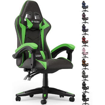 Ергономічне ігрове крісло, ігрове крісло з підголівником та поперековою опорою, регулювання висоти та нахилу від 90 до 135, комп&39ютерне крісло для підлітків, хлопчиків та дівчаток (чорне/зелене) Базова модель чорного/зеленого кольору