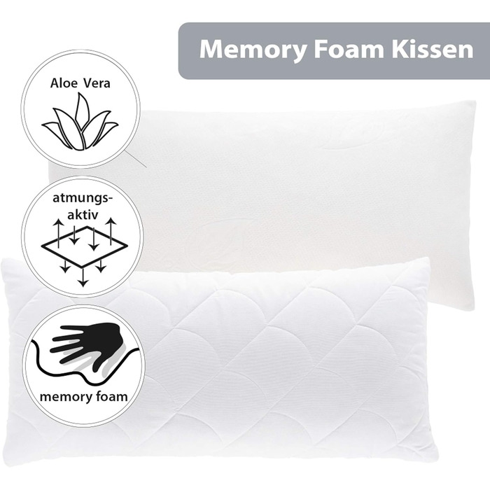Подушка з піни з ефектом пам&39яті (40x80 см) Ергономічна подушка для підтримки шиї з ефектом пам&39яті Ортопедична подушка для підтримки шиї Дихаюча подушка для сну для алергіків 40 x 80 см