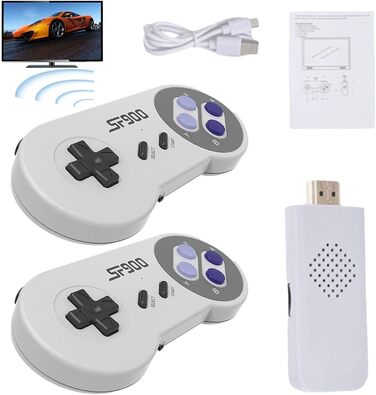 Відеоігрова консоль Luckxing Video Game Console Retro HDMI A Plug & Retro Game Console, супер бездротова USB ігрова консоль штекер і ТВ палиця з 2 ігровими контролерами, бездротова ретро консоль ігрова палиця для дорослих