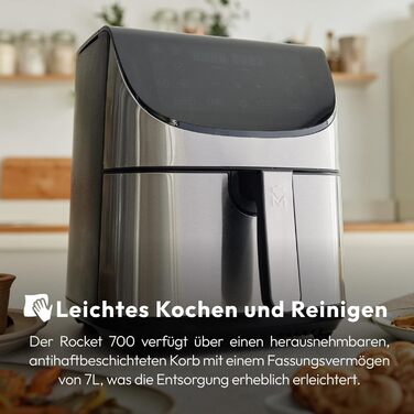 Аерофритюрниця Ємність 7 л і потужність 1700 Вт Світлодіодний сенсорний екран і кошик з антипригарним покриттям Фритюрниця Регульована температура 80-200C, 700