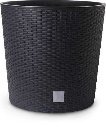 Кашпо HappyFlower MultiProject вкл. вставку круглий ротанговий вигляд 4 розміри 4 кольори кашпо (400, чорний) 400 антрацит
