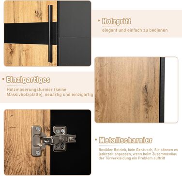 Шафа для одягу 4 предмети з дзеркалом і лавкою, Шафа для одягу, Меблі для гардеробу, Стильна компактна шафа для одягу з 4 гачками,