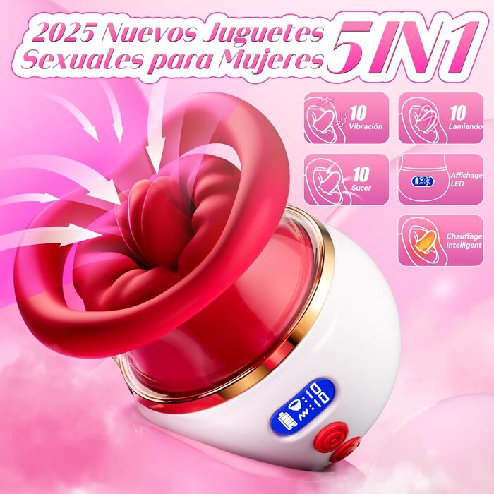 Вібратор AAVIBE 5 в 1, вакуум, язичок, підігрів, 10 режимів