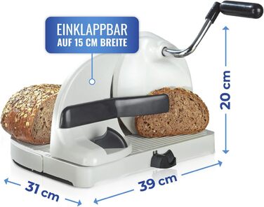 Хліборізка Maximex, товщина скибочок з можливістю вибору ступеня, пряма ріжуча поверхня, стійка, ніж з нержавіючої сталі, 31 x 20 x 29 см