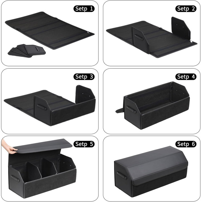 Органайзер для багажника зі шкіри, міцний, складаний, з регульованими відділеннями, надзвичайно великий об'єм (довжина 74.9 см x ширина 31 см x висота 29.2 см), 151