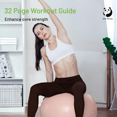 Вибухобезпечний гімнастичний м&39яч Slim Panda, потовщений м&39яч Pezzi 55-85 см з насосом, тренувальний м&39яч для вагітних, фітнес, тренування балансу світло-рожевого кольору 65 см