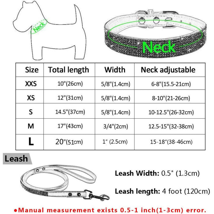 М'який ошийник з замші для собак та котів, інкрустований стразами (чорний, розмір S) з повідцем у комплекті