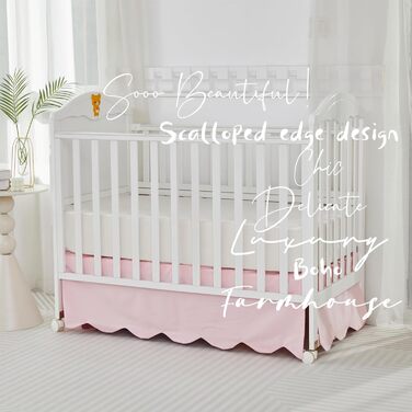 Бавовняна спідниця для ліжечка Brandream з гребінчастим краєм, для хлопчика та дівчинки, гендерно нейтральна спідниця для ліжечка, спідниця для малюків у фермерському стилі, шикарна, бохо, однотонне рожеве