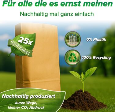Пакети для органічних відходів 80 л - 120 л 25 шт. Пакети для органічних відходів Паперові пакети для органічних відходів, без личинок Паперові пакети для садових відходів