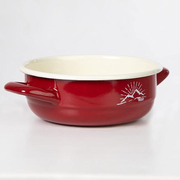 Емальована миска MUGSY з ручкою, дизайн Redline, міцний горщик для кемпінгу та трекінгу