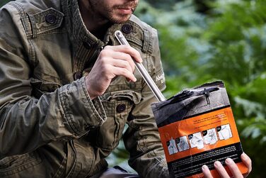 Мм, найдовший титановий кухоль-спорк з довгою ручкою та титановою ложкою, довгий кухоль-спорк та довга чаша-ложка поліровані для приємного відчуття гладкості в роті, постачається з водонепроникним тканинним чохлом., 245