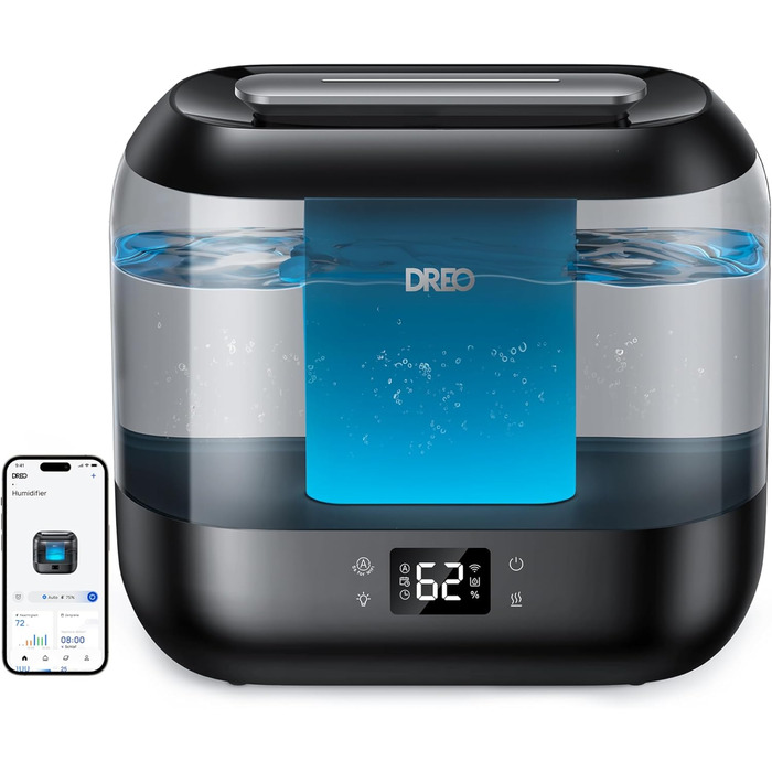 Розумний зволожувач повітря Dreo для спальні, супер великий зволожувач повітря з масляним дифузором і нічним світлом, з верхнім на