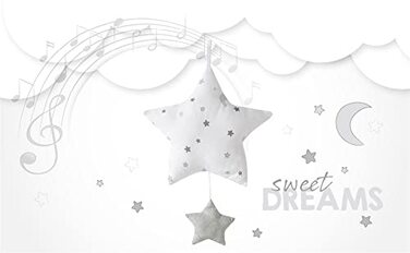 Дитяче ліжечко 60x120 см, приліжкове ліжечко для батьків з повним комплектом аксесуарів Білий / Маленькі зірочки