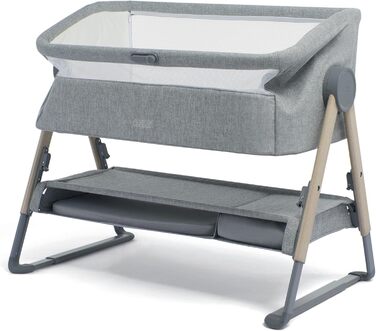Ліжечко-тумбочка Mamas & Papas Lua, знімний кошик, відкидні боковини, матрац у комплекті, 0-6 місяців, колір сірий