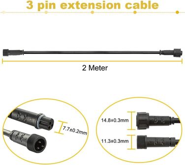 Подовжувачів 3M для світлодіодних ліхтарів RGB, водонепроникний IP67 (, 2 м, 3 контакти), 5