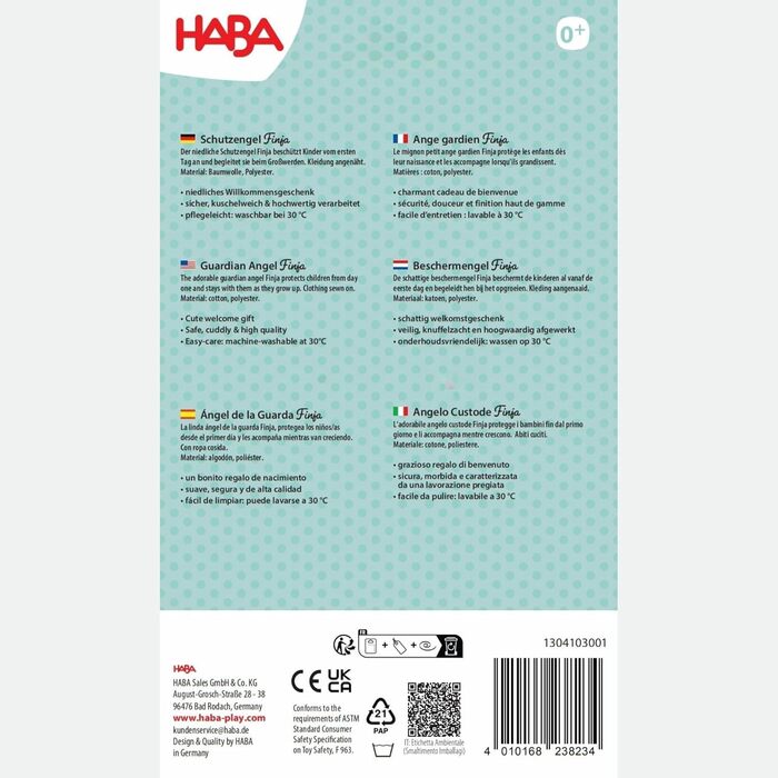 Захисний Ангел Фіня М'яка лялька-іграшка (20 см), ідеальний подарунок для новонароджених та малюків машинне прання при 30 C 1304103001