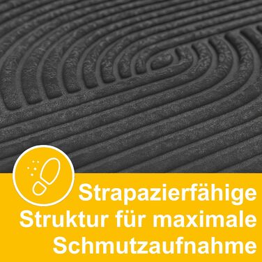 Килимок Entrando з текстурованим хвилястим дизайном - 45x75 см - нековзний, міцний, легко чиститься - ідеально підходить для вхідних дверей або коридору (антрацит)