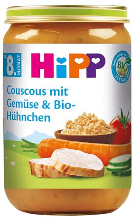 Кускус HiPP з овочами та органічною куркою, 6 шт. (6 x 220 г)