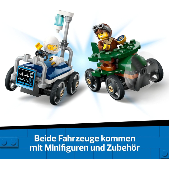 Набір LEGO City Літак проти гоночного автомобіля на лікарняному ліжку - Іграшка для хлопчиків і дівчаток від 5 років - Конструктор