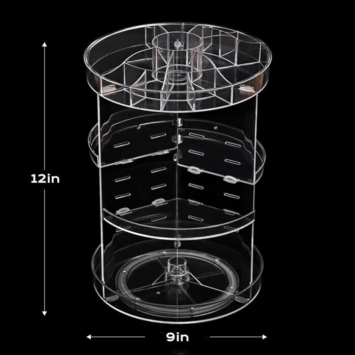 Органайзер для макіяжу, що обертається на 360 градусів, 8 рівнів, регульований, прозорий, однотонний, акриловий, поворотний органайзер для макіяжу, підходить для губних помад, парфумерії, засобів по догляду за шкірою, косметики