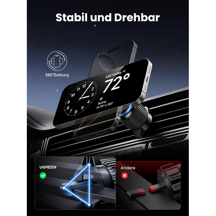 Сертифікований бездротовий автомобільний зарядний пристрій потужністю 15 Вт з функцією зарядки, сумісний з MagSafe для iPhone 16/1