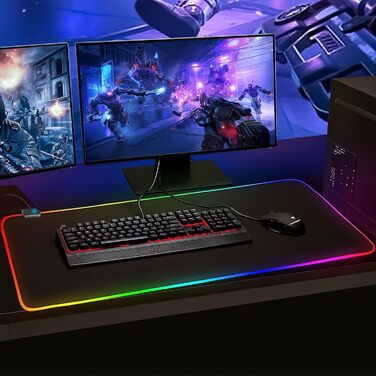 Ігровий килимок для миші RGB 900x400 мм XXL Extra Large з 14 режимами освітлення 7 світлодіодними кольорами Водонепроникний протик