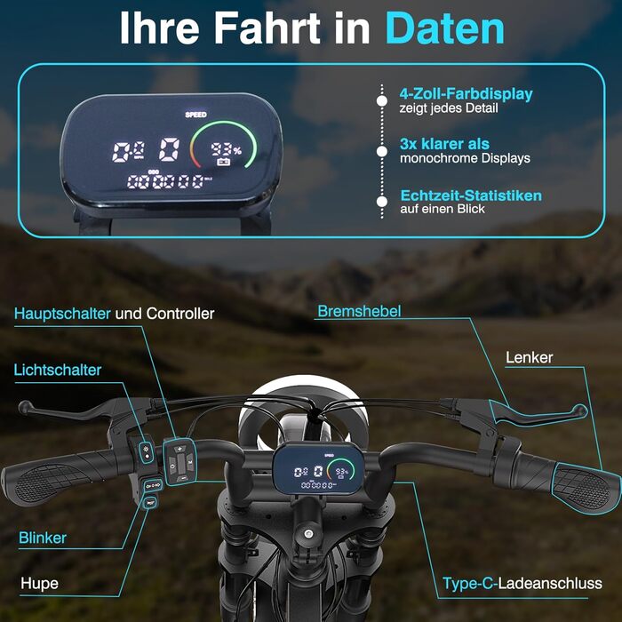Електровелосипед Bodywel M16 для чоловіків та жінок, 16x4,0 дюймів, універсальний, для міських та гірських велосипедів, акумулятор 48 В 13 Аг, двигун 250 Вт, запас ходу 80 км (PAS), РК-дисплей, подвійне освітлення, повнопідвісний електровелосипед