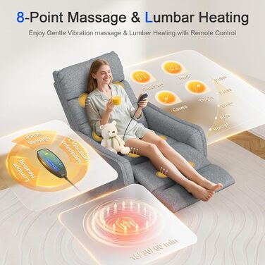 Крісло-відкидка, крісло для телевізора, масажне крісло з підйомником, електричне крісло для вітальні з функцією масажу та підігріву, 2 бічні кишені, крісло-відкидка з функцією відкидання, крісло для телевізора, сірий