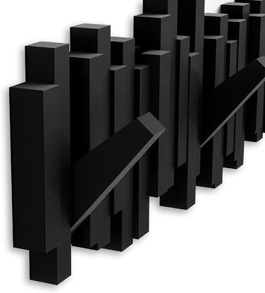 Вішалка Umbra Stbchen - Сучасна та компактна вішалка з 5 рухомими гачками для курток, пальто, шарфів, сумок та іншого, чорний чорн