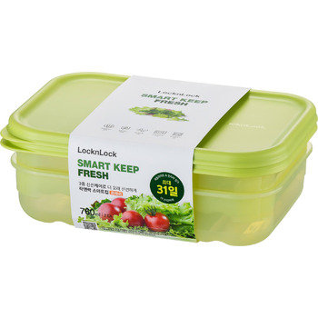 Контейнери Lock&Lock для зберігання продуктів з кришками набір з 2 шт., штабельовані, без BPA для фруктів та овочів, придатні для мікрохвильової печі, морозильної камери та посудомийної машини (760 мл)