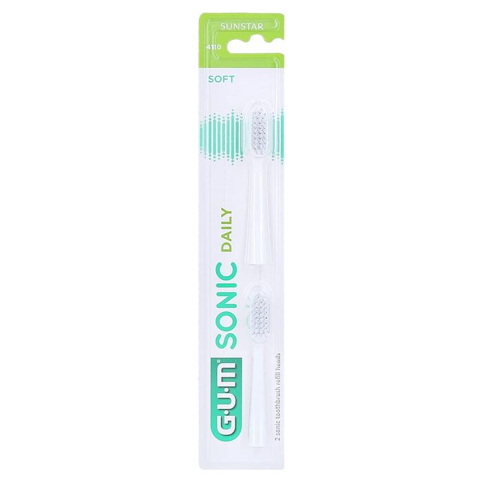 Насадки для зубної щітки GUM Sonic Daily 4110, м&39які, білі, 2 шт.