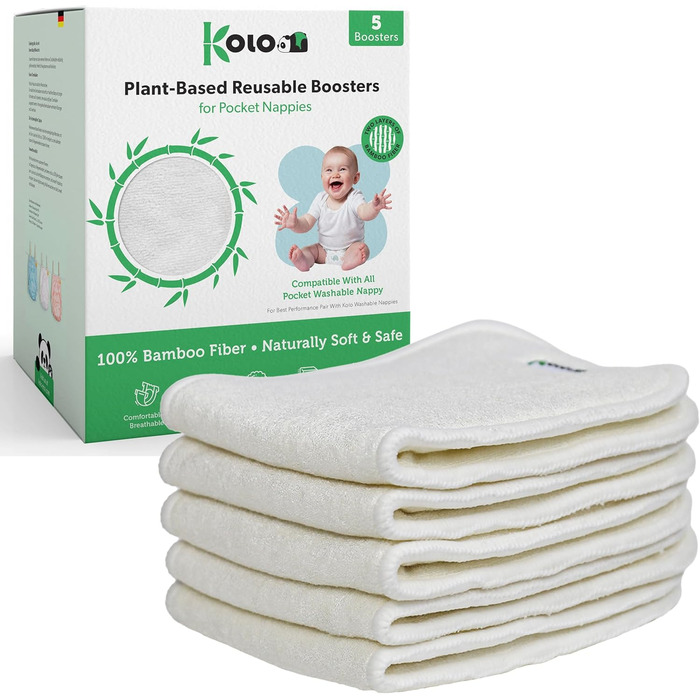 Набір з 5 вкладишів для підгузників, виготовлених з 100 бамбукових волокон, чотиришарові, можна прати. Антибактеріальні антиалерге