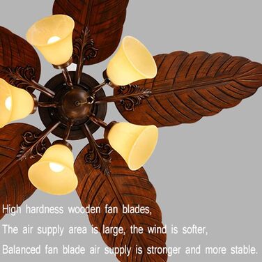 Стельовий вентилятор FAZRPIP низькопрофільний і легкий, 5 лопатей вентилятора з масиву дерева, стельові світильники з підсвічуванн