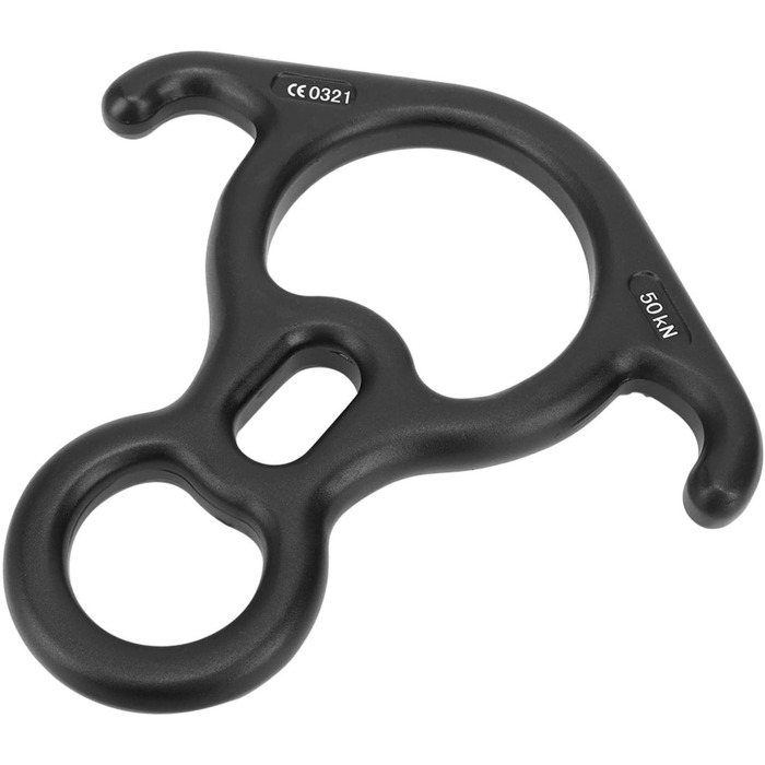 Спускний пристрій Alomejor 50KN для скелелазіння, спуску з гірки, рятувального верстату, восьмикільцевого верстату, великого розміру, для страховки та спуску з вигнутими вухами, для скелелазних рам Peak