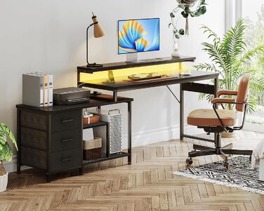 Г-подібний письмовий стіл ODK, 174 x 100 см, метал / дерево, чорний