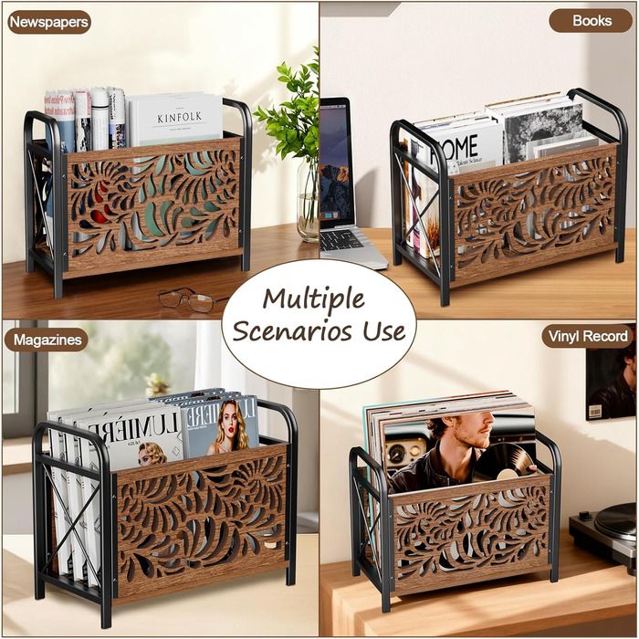 Дерев&39яна підставка для газет, сучасний тримач для журналів, елегантна підставка для журналів у скелетному візерунку, кошик для зберігання, колекціонер журналів, органайзер для зберігання каталогів, 33x26x17 см