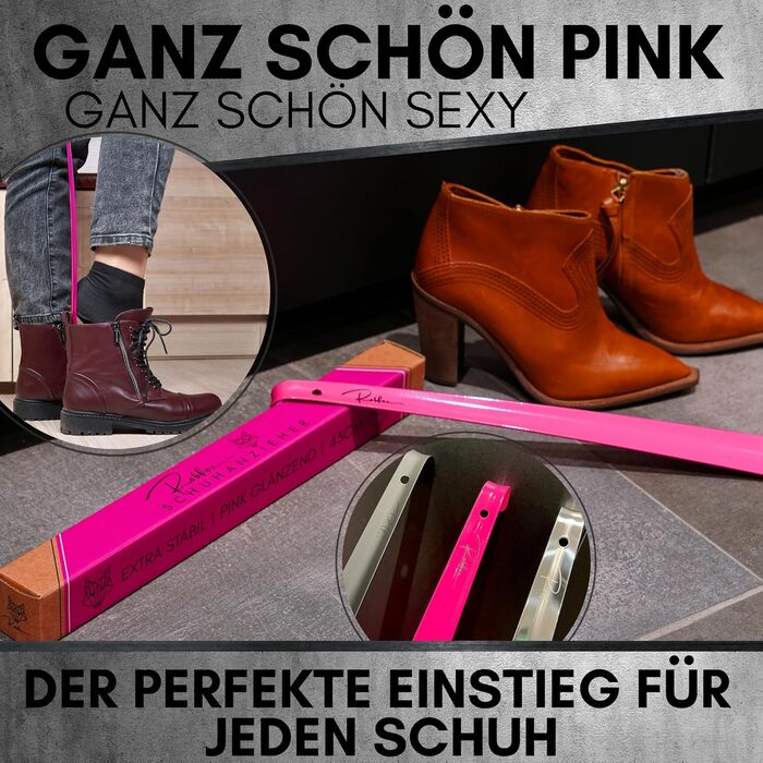 Металевий ріжок для взуття Robfox рожевий I 43 см ДОВГИЙ ТА НАДЗВИЧАЙНО СТІЙКИЙ I Довгий ріжок для взуття з нержавіючої сталі I На