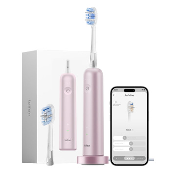 Звукова зубна щітка Laifen Wave Pro з 6 режимами чищення та акумулятором на 70 днів, 60 осциляції, контроль тиску, 2 інтелектуальні насадки (Алюмінієво-рожевий)