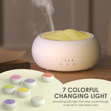Аромадифузор SALKING, 250 мл ультразвуковий масляний ароматерапевтичний дифузор для ефірних олій, електрична ароматична лампа зволожувача повітря, 7-кольоровий білий дифузор з деревним зерном для домашнього офісу або йоги