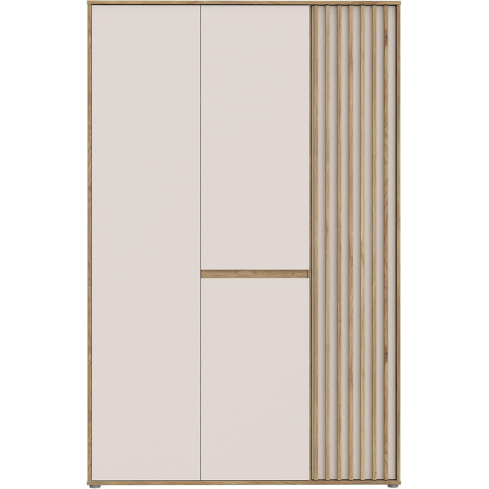 Шафа 120 130, сучасна шафа з рейковим дизайном, 3-дверна, спальня, декор дерева Maulella Oak Kashmir Beige, 128,7 см завширшки x 200,1 см заввишки x 54 см завглибшки