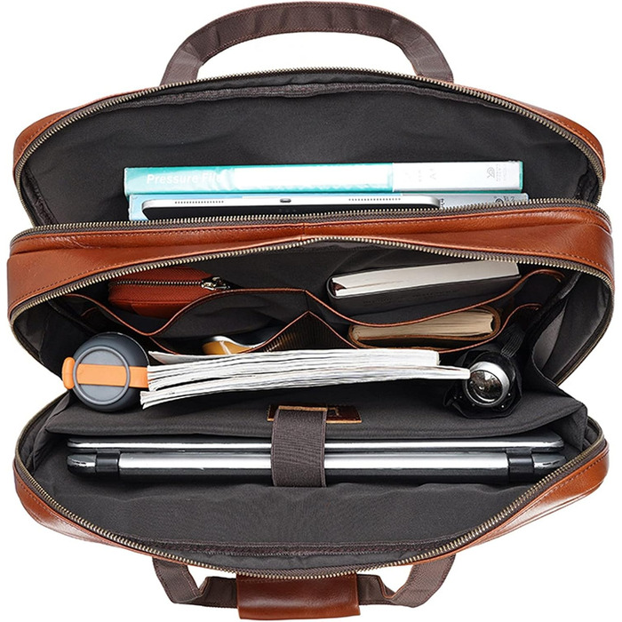 Ділова сумка портфель Чоловіча сумка, чоловіча коров'яча шкіра 15.6 дюймів сумка для ноутбука Офісний портфель Класична ділова сум