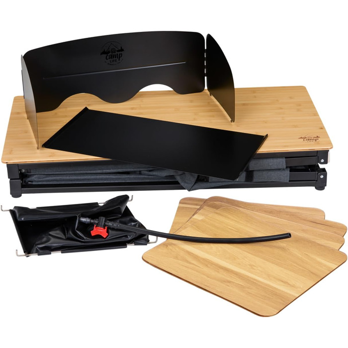 Кухонний ящик Camp LIFE Varna Складана кемпінгова кухня, туристична кухня, кемпінгова шафа з мийкою та вітрозахистом Вулична кухонна шафа, кемпінгова кухня, міні-кухня для автофургона, намету та тенту