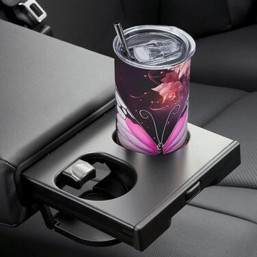 Кухоль з прямою трубочкою, принтом з метеликами та квітами, дорожній кухоль, підходить для кемпінгу, офісу та дому, 590 мл