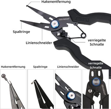Рибальські плоскогубці Seaknight, пристрій для зняття гачка з алюмінієвого сплаву, різак волосіні зі спіральним кабелем і тримачем для ременя, аксесуари для риболовлі